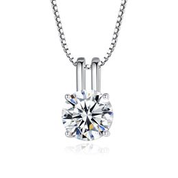 European Classic Luxury Round Moissanite S925 Silver Pendant Necklace Fashion Women Brand Necklace for Women's Engagement Wedding Party Valentine's Day Gift SPC