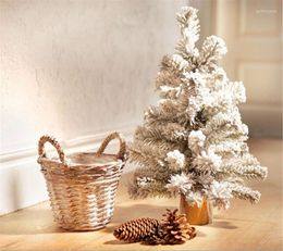 Christmas Decorations 45cm Flocking Tree With Snowflake Effect Xmas Table Tops Desktop Decor