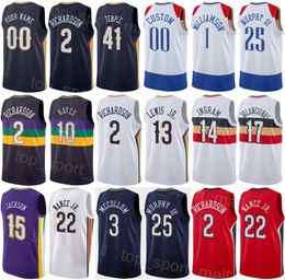 Man Kids Printed Basketball Herbert Jones Jerseys 5 Larry Nance JR 22 Trey Murphy III 25 Josh Richardson 2 Brandon Ingram 14 Jonas Valanciunas 17 Purple WHite Red Navy