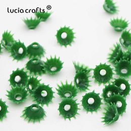 Decorative Flowers Wreaths Lucia Crafts 200pcs/lot Mixed 2 Styles Mini Torus Flowers Leaves Green Artificial Florist Crafts DIY Leaf Material A0903 T230217