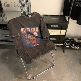 Men's T-Shirts Gmiixder Retro Potato Chips Printed Shirt American High Street Shortsleeved Tshirt Men Women 2023SS Hiphop Punk Gothic Shirt Z0220