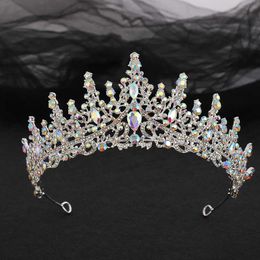 Tiaras KMVEXO Baroque Rhinestone Crystal AB Colours Tiaras Bride Headdress Prom Birthday Bridal Crowns Wedding Hair Jewellery Accessories Z0220