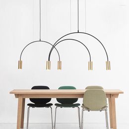 Pendant Lamps Modern Lamp For Home Black Geometric Lines Dining Room Lighting Bedroom Lights Iron Art Indoor
