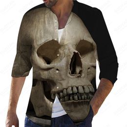 Men's Casual Shirts Beautiful Patterns Ethnic Turn-down French Cuff Male Business Shirt Men Selling British Skull ClothingMen's