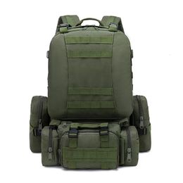 Waist Bags 50L Tactical Backpack Mens Military 4 in 1 Molle Sport Bag Waterproof Outdoor Hiking Camping Travel 3D Rucksack 230220