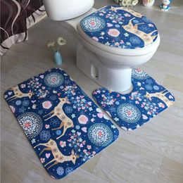 Toilet Seat Covers Bathroom 3D Flannel Print 3Pcs/Set Cover Lid WC Pad Floor Mat Rug Carpet Vloerkleed Non Slip ZCL512Y