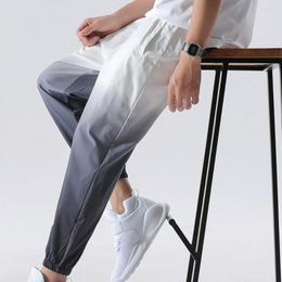 Men's Pants Casual Summer Trousers Elastic Waist Loose Gradient Color Skin-friendly