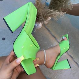 Sandals 2023 Summer Women Square-head Thick High-heeled Female Beach Party Candy Color Pump
