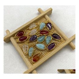 Charms 9X21Mm Gold Wire Wrap Natural Crystal Stone Waterdrop Quartz Pendants Trendy For Jewellery Making Ffshop2001 Drop Delivery Find Dhpuu