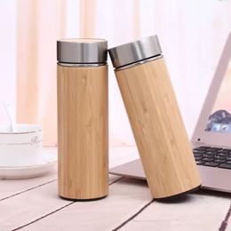 360ml 450ml Bamboo Travel Thermos Cup Stainless Steel Water Bottle Vacuum Flasks Insulated Thermos Mug Tea Bardak Cups bb0220