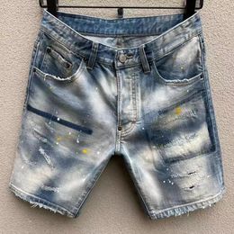 Mens Breve dsquared2 Jeans High Straight Holes Tight Denim Pants Casual Night Club Blue Cotton Estate Summer Style Style