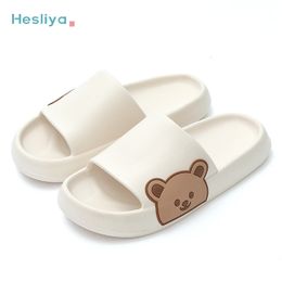 Slippers Summer Women Mens Indoor Bath Thick Platform Nonslip Home Shoes Cartoon Flip Flops Bear Beach Sandals Ladies Slides 230220