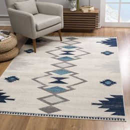 Carpets Durable Carpet Navy And Ivory Tribal Pattern Runner Rug Home Bedroom Decoration