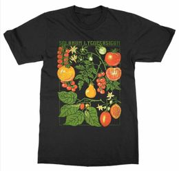 Men's T-Shirts Tomato Printed Cotton Short Sleeve ONeck TShirt Botanical Garden Plant Print Art Botany Bloom Fruit Flower Grow T Shirt New Z0220