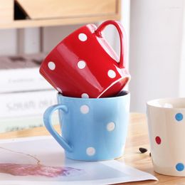 Mugs Ceramic Cup Dot Nordic Creative Colour Household European With Coffee Tea Saucer Set Tazas Mug