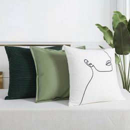 Pillow Nordic Soft Pu Leather Green Pillowcase 45x45cm Simple Embroidered Velvet Cover For Home Decorative Folds Throw Pillows