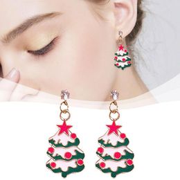 Hoop Earrings Post Christmas For Women Holiday Girls Bow Tree Snowflake Flip Off