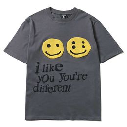 Men's T-Shirts I Like Your Are Different Puff Foam Short Sleeve Tshirts for Men and Women Round Neck Oversized Hip Hop Cotton Tee Z0220