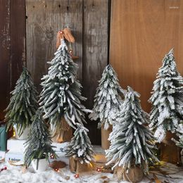 Christmas Decorations Flocking Linen Spray Snow Cedar Desktop Mini Small Tree Counter Window Decoration