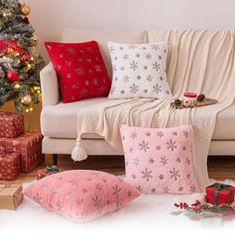 Pillow Sequin Christmas Decor Cover 45x45cm Snowflakes Fluffy Home Decorative For Living Room Bed