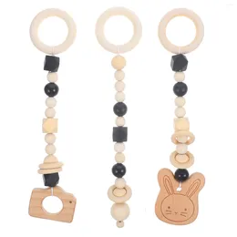 Pendant Necklaces Gym Toys Hanging Baby Wooden Play Toy Wood Teether Activity Nursing Born Animal Teething Sensory Set Infant Game Kids