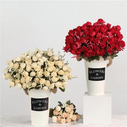 Decorative Flowers Rose Silk Artificial Roses Wedding Home Autumn Christmas Decoration Big Bouquet Luxury Fake Flower Arrangement Bulk