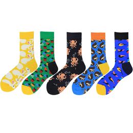 Party Favour Colourful Cute Rabbit Squirrel Printing Pattern Art Socks Men Fashion Animal Socks Funny Cotton Kawaii Calcetines Hombre 1pairs=2pcs