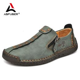 Dress Shoes Handmade Leather Men Shoes Casual Slip On Loafers Breathable Flats Moccasins Tooling Plus Size 230220