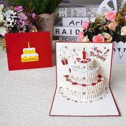 Greeting Cards 3D Happy Birthday Cake Pop-Up Gift for Kids Mom with Envelope Handmade Gifts SN5129