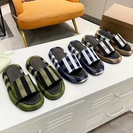 2023 retro canvas slippers plaid stripes fashion letters diamond slide luxury summer ladies flip flat-bottomed rubber gear sandals sandals brand sandals 35-45