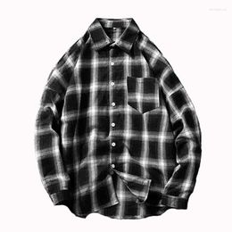 Men's Casual Shirts Plaid Shirt Flannel Chequered Men Long Sleeve Chemise Homme Cotton Male Cheque Autumn Fashion Brand C