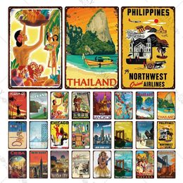 Vintage Thailand Travel Metal Painting Tuktuk Car Taxi Thai Elephant Metal Sign Wall Bar Restaurant Home Craft Decor 20x30cm Woo