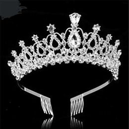 Tiaras Big Princess Tiara Red Crown Crystal Rhinestone Wedding Accessories Pearl Headband Bridal Hair Headdress Girl Hair Jewellery Z0220