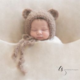 Caps Hats Baby Bear Bonnet born Hat Pography Props Indoor DIY Po Studio Accessories 230220