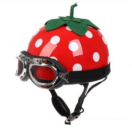 Motorcycle Helmets Half Personali Bicycle Riding Lovely Stberry Helmet With Racing Goggles Scooter Drop Delivery Mobiles Motorcycles Dhyqc
