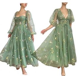 Summer Bohemian Green Beach Prom Dresses Sexy Scoop Neckline Backless A Line Women Tea Length Cocktail Casual Homecoming Evening Gowns CPS2017/8