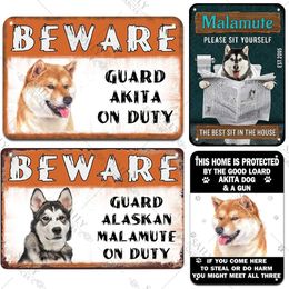 Metal Plates Home Decoration Accessories Alaskan Malamute Movie Poster Vintage Retro Decor Tin Sign Pet Dog Akita Wall Posters 20x30cm Woo