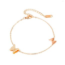 Anklets Fashion Stainless Steel Frosted Butterfly For Women Rose Gold Leg Link Chain Bracelet Beach Jewellery Wholesale