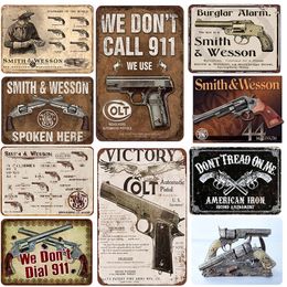 Vintage Pistol Tin Signs Retro Gun Metal Plate Painting Wall Decoration Metal Plaque Warning Tin Poster Man Cave Bar Pub Club Personalised metal signs size 30X20 w01
