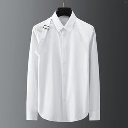 Mens Luxury Cotton Dress Shirt with Metal Buckle - Long Sleeve Slim Fit Solid Colour Casual Shirt for Parties