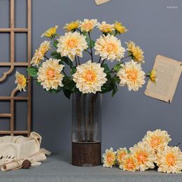 Decorative Flowers 62CM Artificial Dahlia Oriental Home Decoration Wedding Living Room