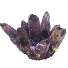 Decorative Figurines Reiki Healing Stone Statue Natural Gemstone Crystal Cluster Purple Amethyst For Decoration Collectible