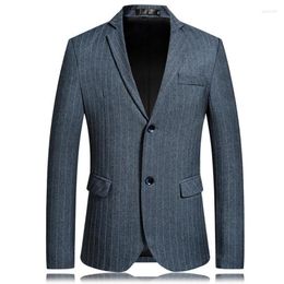 Men's Suits Men's Suit Jacket Male Trend Korean Youth Casual Business Single Western-style Striped Blazers Black Grey Blue