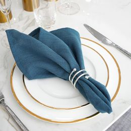 Table Napkin 6pcs Linen Serving Napkins Tablecloth Holders Wedding Decoration Handkerchief Towels Crafts For Decoupage Assorted Blue