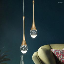 Pendant Lamps Customizable Luxury Crystal Led Lamp Black/Gold Water Drop Hanging Lighting Art Bedside Restaurant Bar Staircase