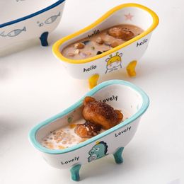 Bowls Painted Dessert Bowl Kids Tableware Ceramic Bakeware Household Hand Salad Plate Rice Baking Pan Kitchen