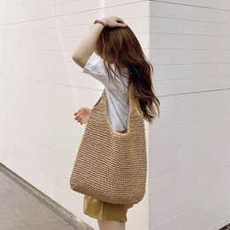 Evening Bags SUNNY BEACH Fashion Large Tote Shoulder Straw Thread Knitting Woven Women Handbag Ladies Knitted Purse