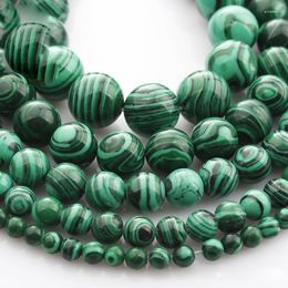 Beads 15"(38cm) Strand Round Green Malachite Stone Rocks 4mm 6mm 8mm 10mm 12mm Lot For Jewellery Making DIY Bracelet Findings