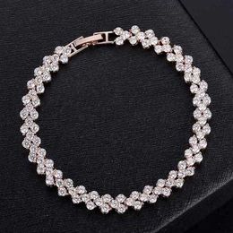 Luxury Shining Stone Roman Tennis Bracelets Womens Jewelry Austria Cz Diamond Crystal Link Bracelet 18 5cm259g