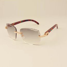 eyewear frames 3524014 diamond sunglasses with natural Colour pattern wooden sunglasses and engraving lens